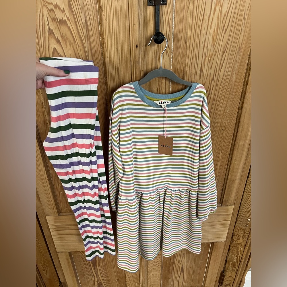 NWT Mini Boden Multicolor Striped Kids Dress Set